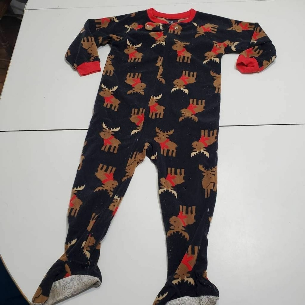 Carter's Unisex Baby One Piece Footie Pajama Black Reindeer Long Sleeve Zip 3T